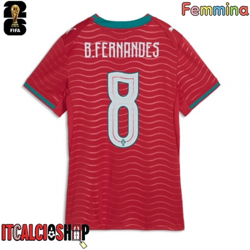 Portogallo Bruno Fernandes #8 Prima Maglia Femmina Mondiali 2026 Manica Corta